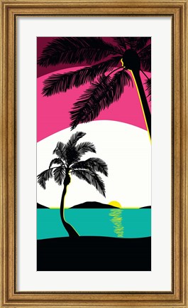 Framed Pink Sunset Surf Panel Print