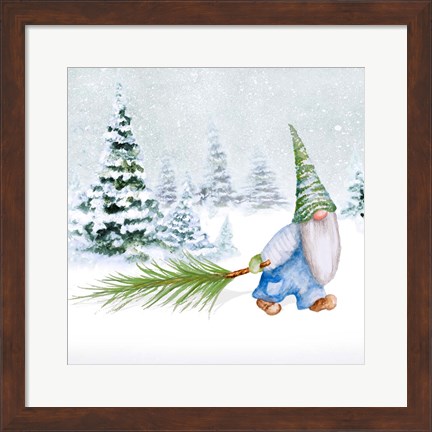 Framed Gnomes on Winter Holiday I Print