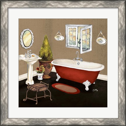 Framed Red Master Bath I Print