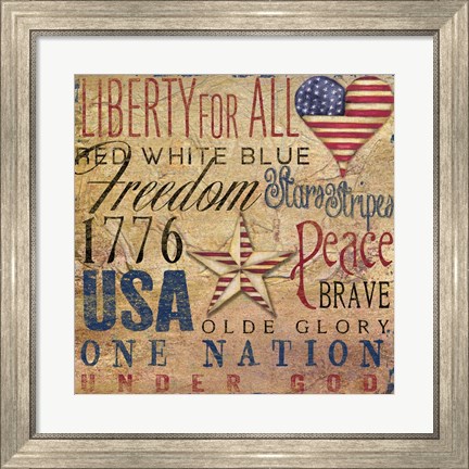 Framed America Typography I Print