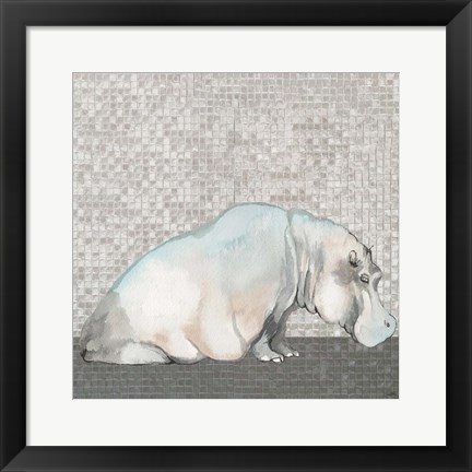 Framed Introspective Hippo Print