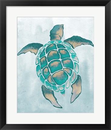 Framed Aquatic Turtle II Print