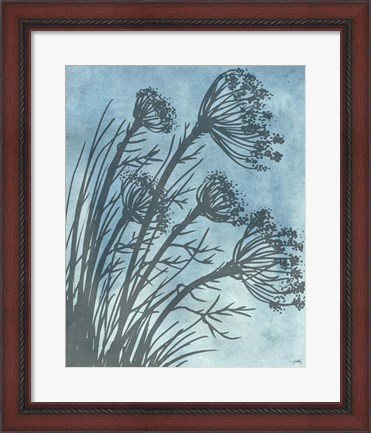 Framed Tall Grasses on Blue II Print