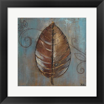 Framed New Leaf V (blue) Print