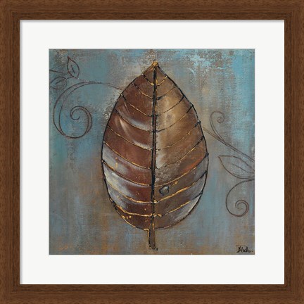 Framed New Leaf V (blue) Print