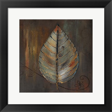 Framed New Leaf VI (brown) Print