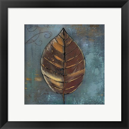 Framed New Leaf VII (blue/grey) Print