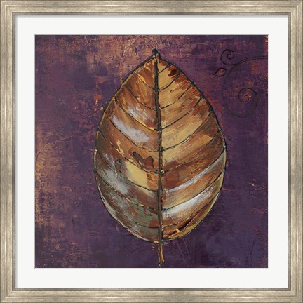 Framed New Leaves I (Purple) Print