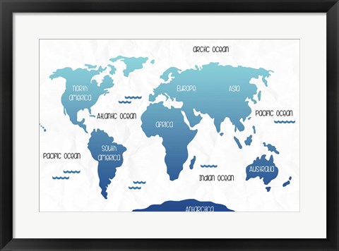 Framed Continental Map I Print