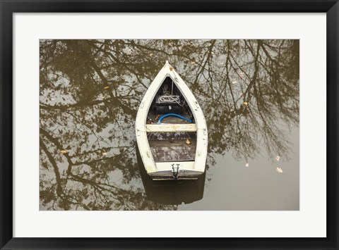 Framed Maine Georgetown Boat and Reflection Print