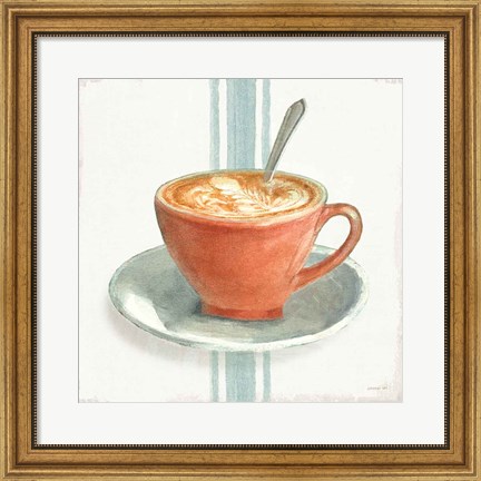 Framed Wake Me Up Coffee III With Stripes No Cookie Print