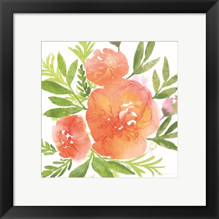 Framed Peachy Floral I Print