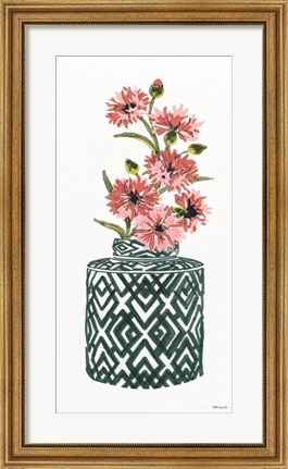 Framed Tile Vase with Bouquet II Print