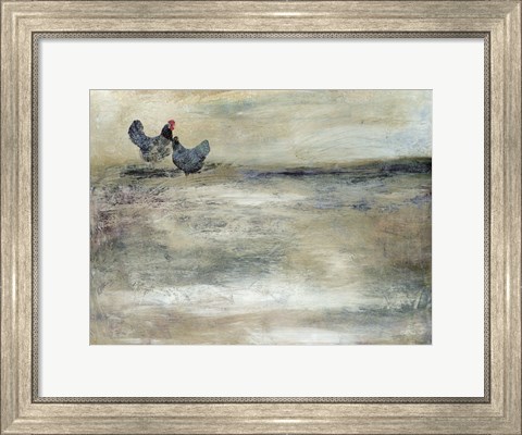 Framed Rooster Duet Print