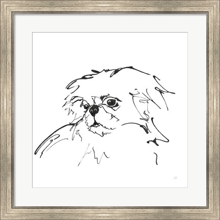 Framed Line Dog Pekingese Print