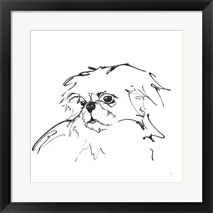 Framed Line Dog Pekingese Print