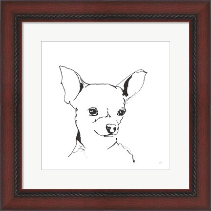 Framed Line Dog Chihuahua Print