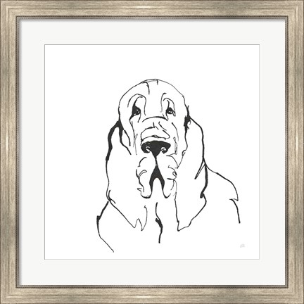 Framed Line Dog Bloodhound II Print