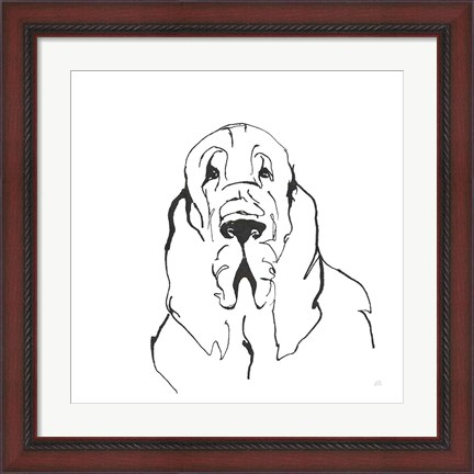 Framed Line Dog Bloodhound II Print