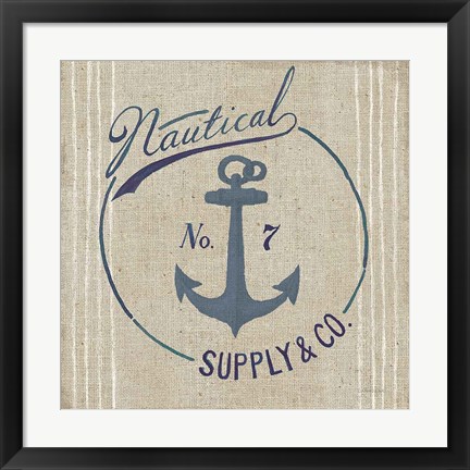 Framed Floursack Nautical IX Burlap Print