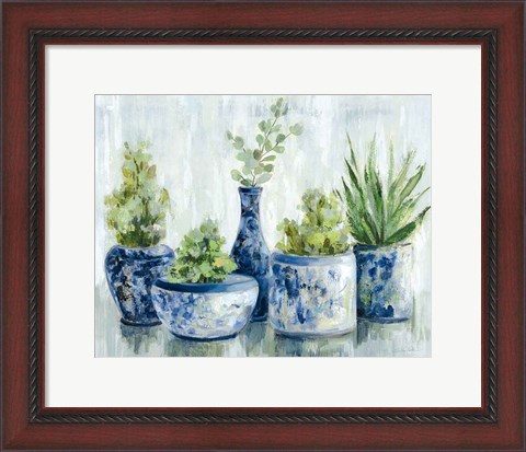 Framed Chinoiserie Plants Bright Print