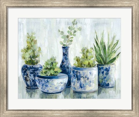 Framed Chinoiserie Plants Bright Print