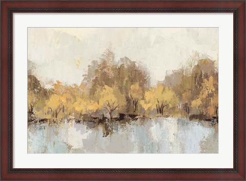 Framed Autumn River Reflection Gold Print