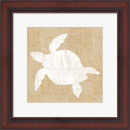 Framed Driftwood Coast III White Burlap Print