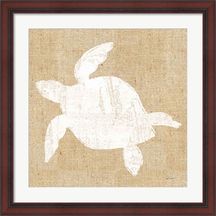 Framed Driftwood Coast III White Burlap Print