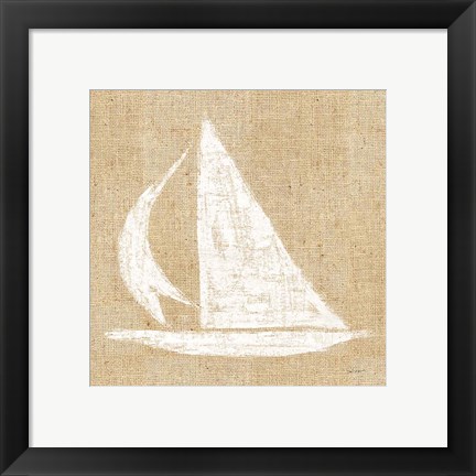 Framed Driftwood Coast II White Burlap Print