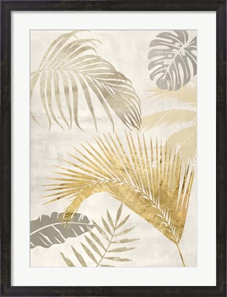 Framed Palm Leaves Gold II Print