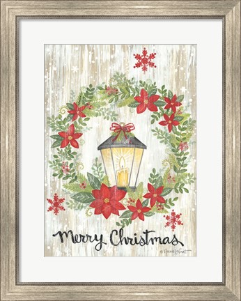 Framed Merry Christmas Wreath Print