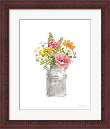 Framed Farmhouse Floral VIII White Print