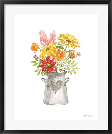 Framed Farmhouse Floral VI White Print