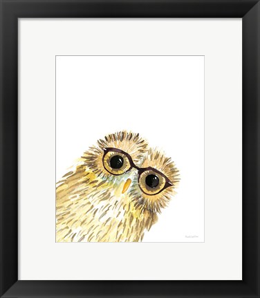 Framed Owl in Glasses Print