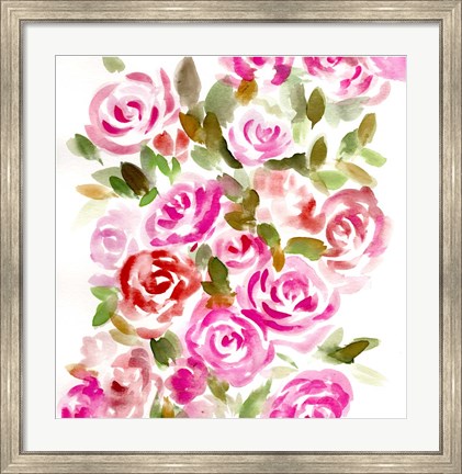 Framed Bunches of Pink Square Print