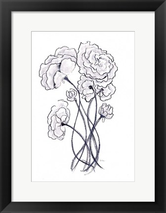 Framed Blossoming Gray II Print