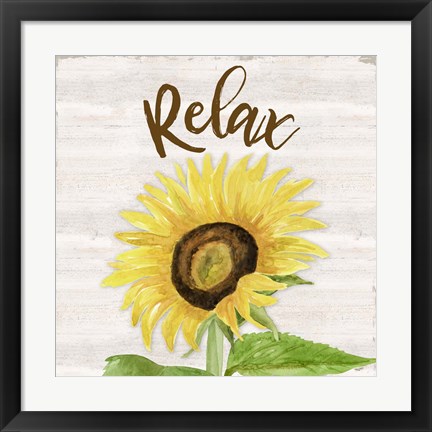 Framed Fall Sunflower Sentiment III-Relax Print