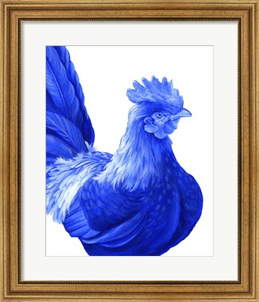 Framed Blue Rooster I Print