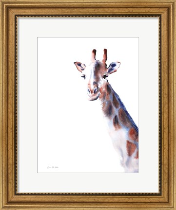 Framed Copper and Blue Giraffe Print