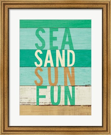 Framed Beachscape Inspiration VIII Greeb Print