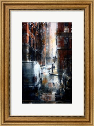 Framed Jersey Street, rain Print