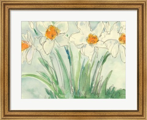 Framed Daffodils Orange and White II Print