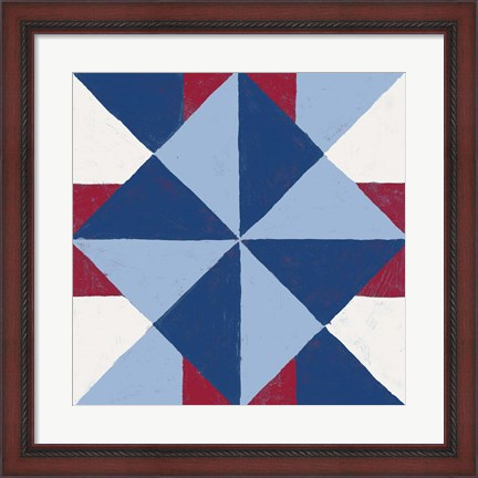 Framed Americana Patchwork Tile IV Print