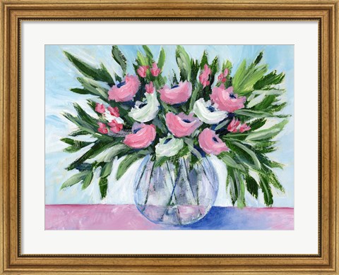 Framed Rosy Bouquet I Print