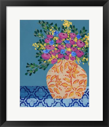 Framed Gathering of Flowers I Print