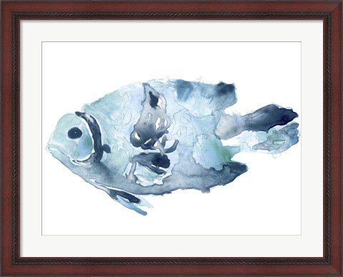 Framed Blue Ocean Fish II Print