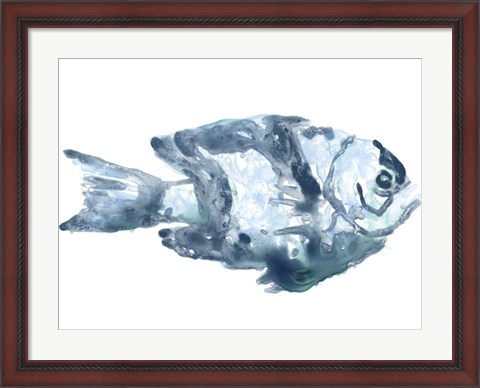 Framed Blue Ocean Fish III Print