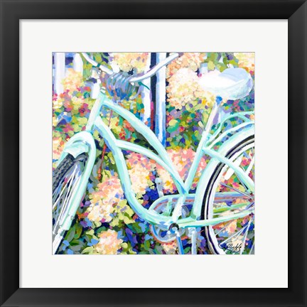 Framed Bike &amp; Hydrangeas Print