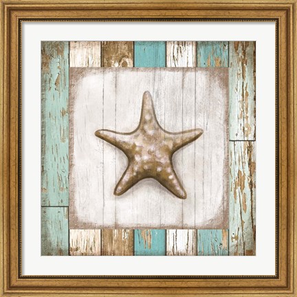 Framed Starfish on Beach Print